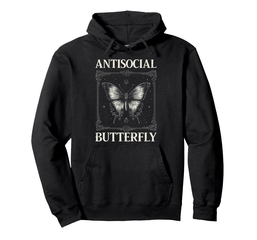 Antisocial Butterfly Hoodie - Unique Graphic Unisex - T-Shirt, Sweatshirt, Hoodie