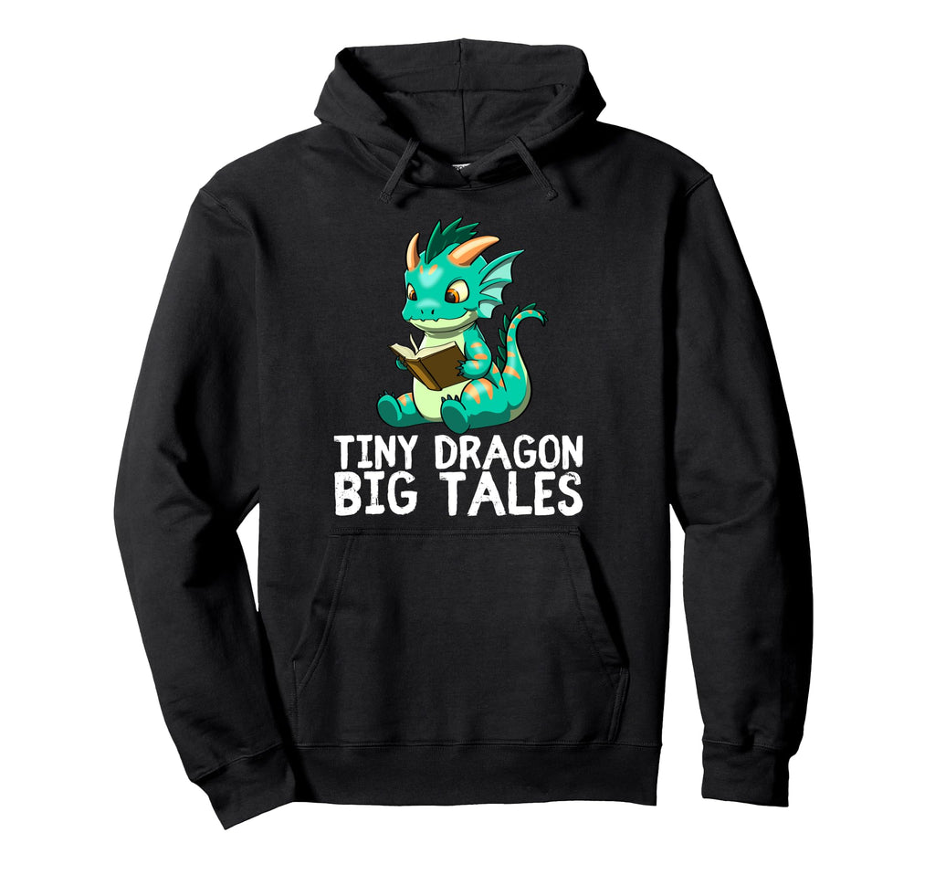 Dragon Reading Book Worm Nerd Hoodie - Casual Everyday Wear Men Women - T-Shirt, Sweatshirt, Hoodie