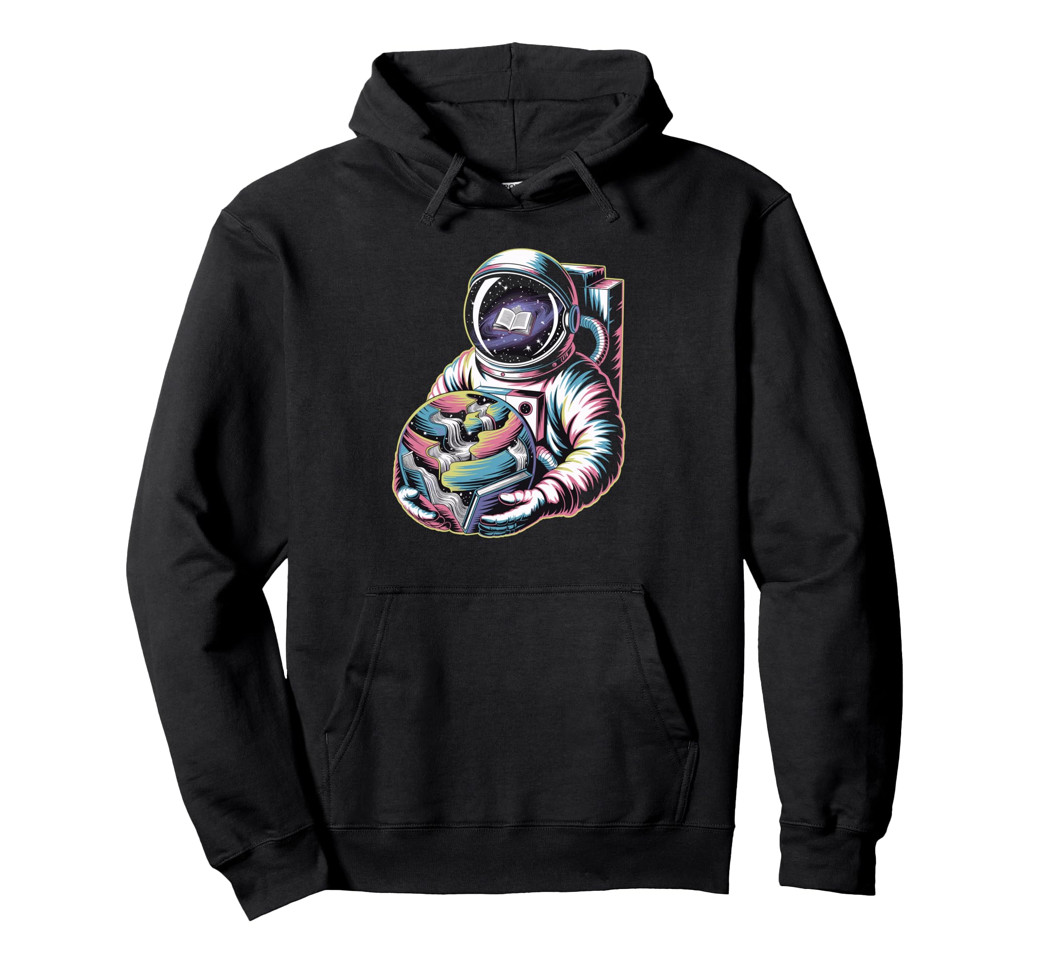 Galaxy Bookworm Reading Colorful Hoodie - Unique Graphic Men Women - T-Shirt, Sweatshirt, Hoodie