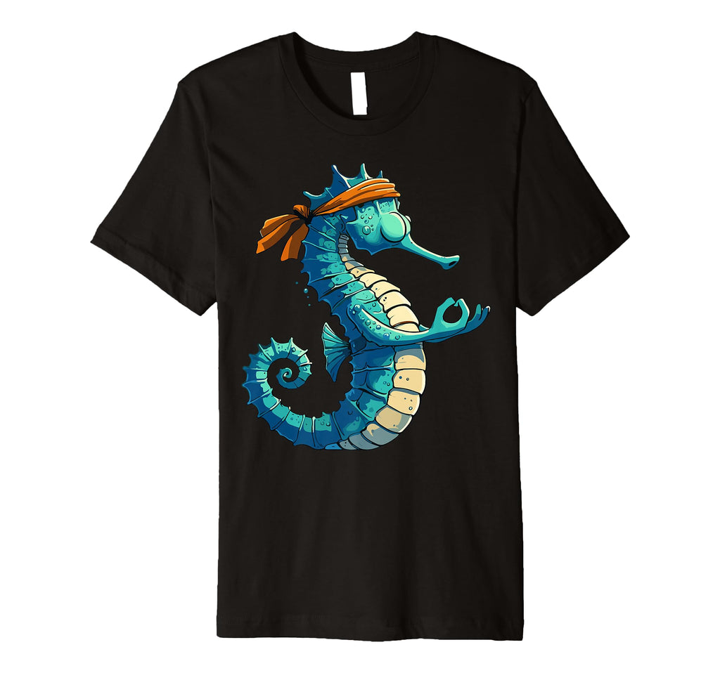 Meditation Seahorse Yoga Pose Relaxing T-Shirt - Unique Graphic Unisex - T-Shirt, Sweatshirt, Hoodie