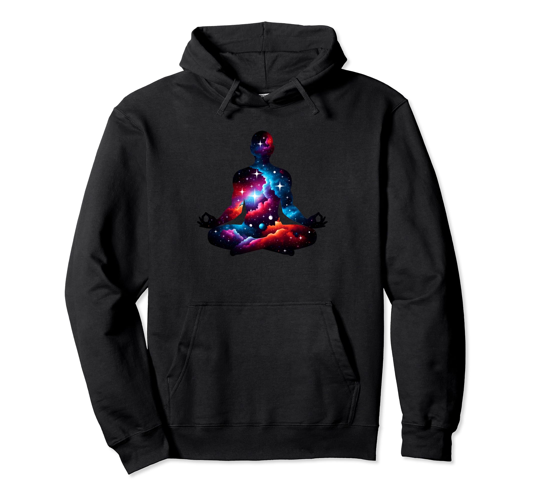 Meditation Pose Galaxy Pattern Silhouette Hoodie - Custom Art Print Unisex - T-Shirt, Sweatshirt, Hoodie