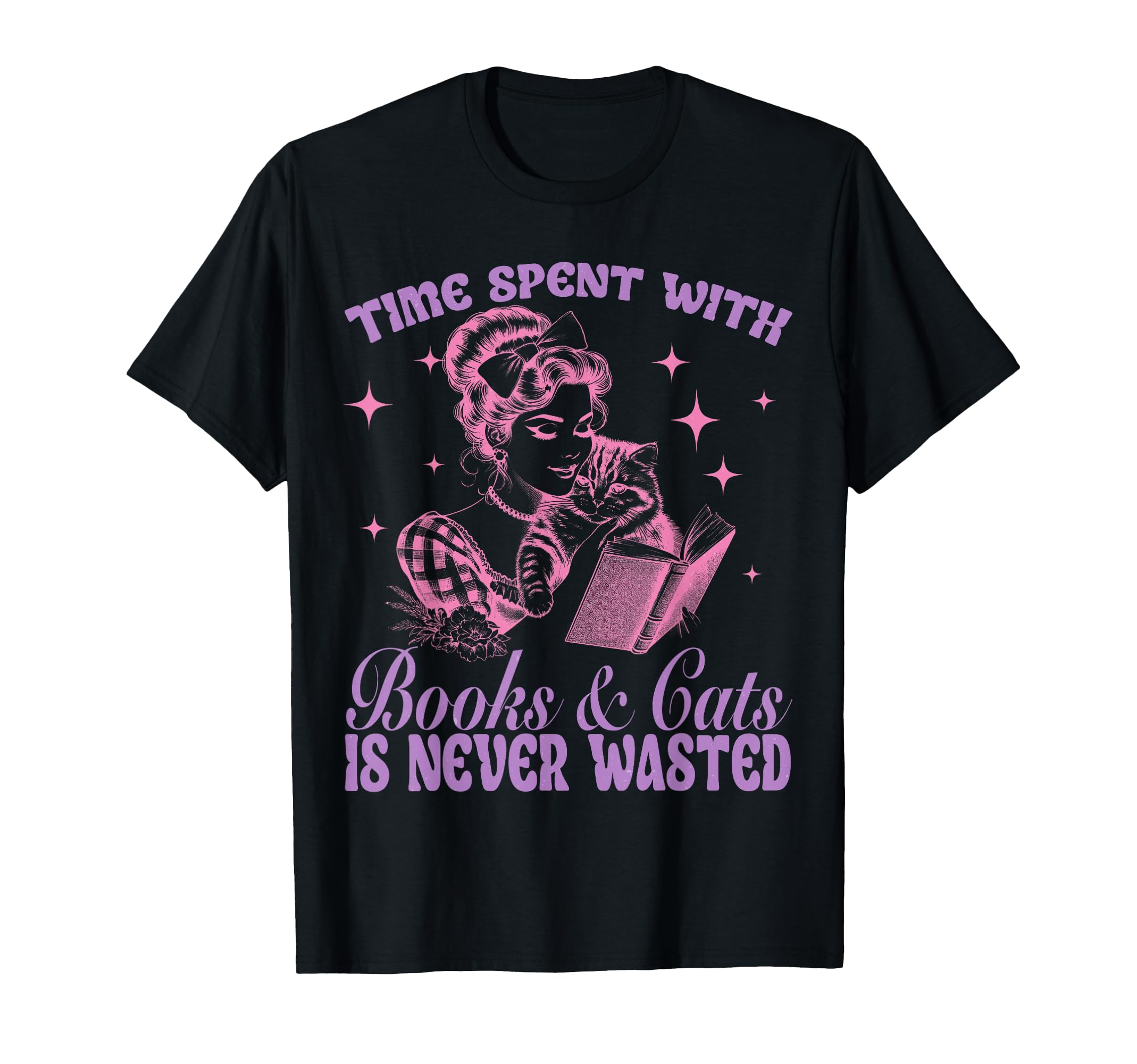 Book Lovers Time Spent Books And Cats T-Shirt - Trendy Graphic for Adults - T-Shirt, Sweatshirt, Hoodie