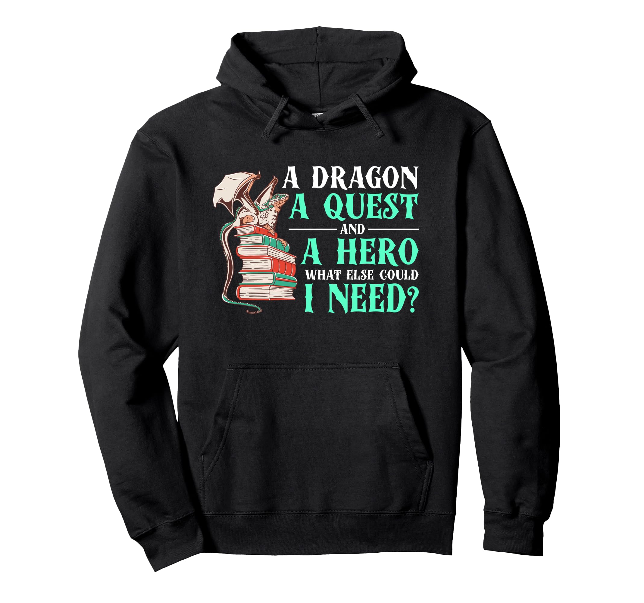 Bookworm Dragon Fantasy Book Lover Hoodie - Casual Everyday Wear Men Women - T-Shirt, Sweatshirt, Hoodie