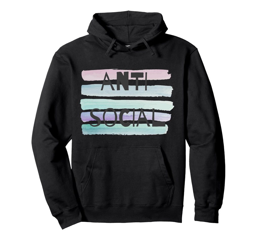 Anti Social Pull Over Hoodie - Minimalist Print for Adults - T-Shirt, Sweatshirt, Hoodie