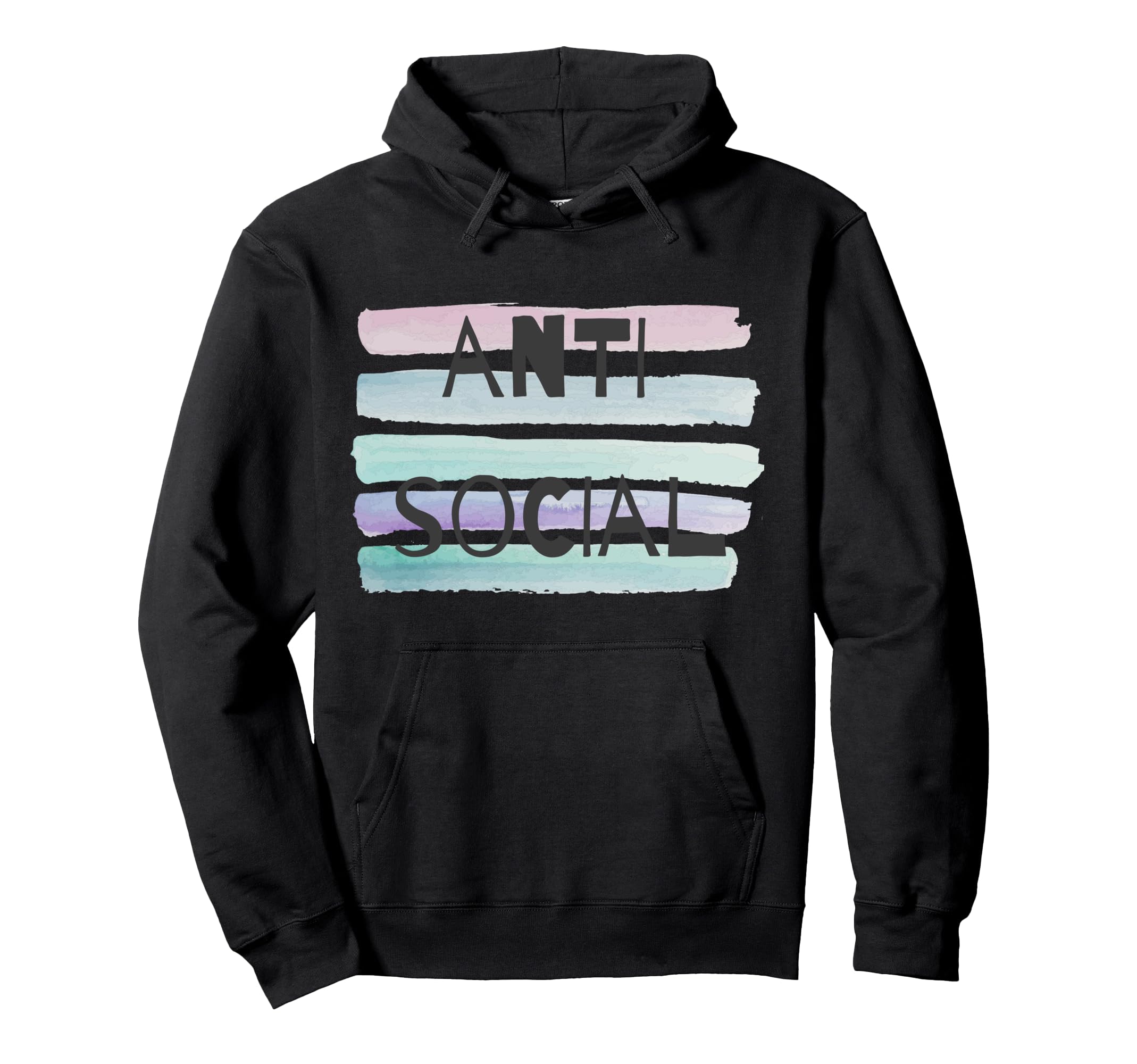 Anti Social Pull Over Hoodie - Minimalist Print for Adults - T-Shirt, Sweatshirt, Hoodie