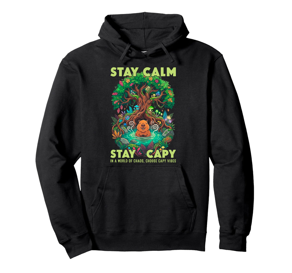 Stay Capy Capybara Zen Forest Nature Hoodie - Novelty Apparel Men Women - T-Shirt, Sweatshirt, Hoodie