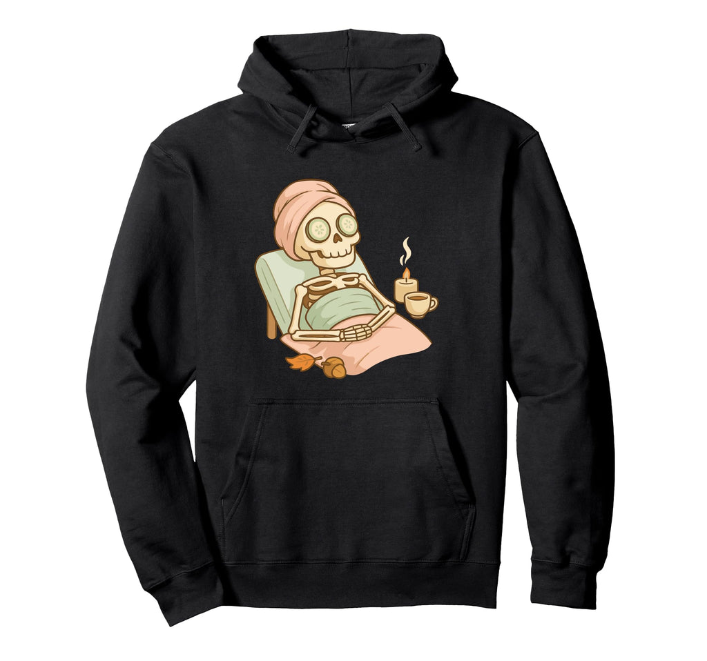 Halloween Spa Skeleton Funny Self Hoodie - Aesthetic Graphic Men Women - T-Shirt, Sweatshirt, Hoodie
