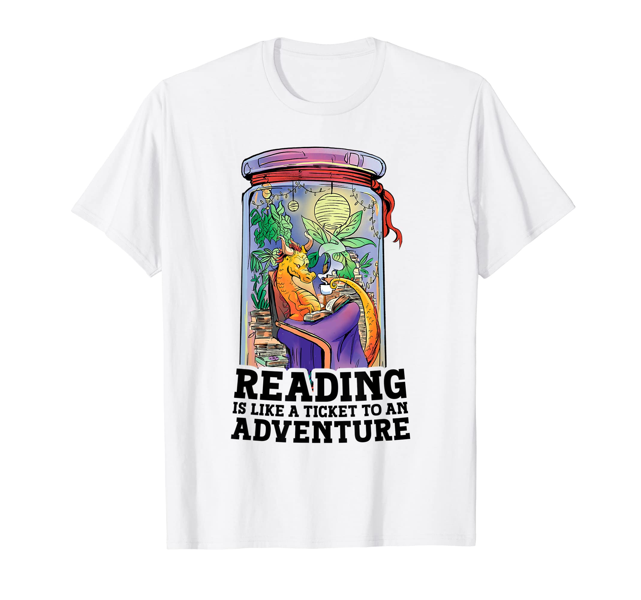 Reading Is Like Ticket To Dragon World Book T-Shirt - Graphic Print Unisex - T-Shirt, Sweatshirt, Hoodie
