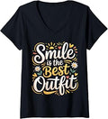 Women's Smile is The Best Outfit Positivity Motivation Vibes |- V-Neck T-Shirt Unisex T-shirt, Sweatshirt, Hoodie, Long Sleeve Tee - T-Shirt, Sweatshirt, Hoodie
