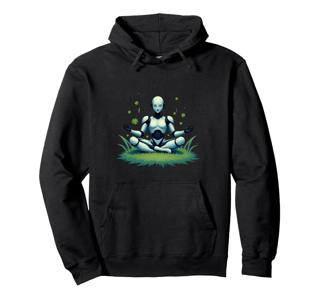 Futuristic Humanoid Meditation Hoodie - Custom Art Print for Adults - T-Shirt, Sweatshirt, Hoodie