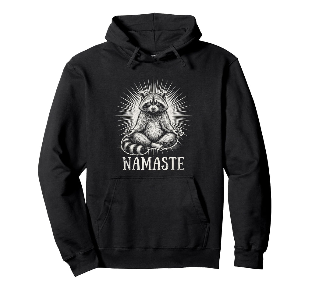 Namaste Raccoon Yoga Meditation Hoodie - Fun Novelty Design Men Women - T-Shirt, Sweatshirt, Hoodie