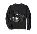 Cat Reading Book Nerd Kitty Sweatshirt - Casual Everyday Wear Men Women - T-Shirt, Sweatshirt, Hoodie