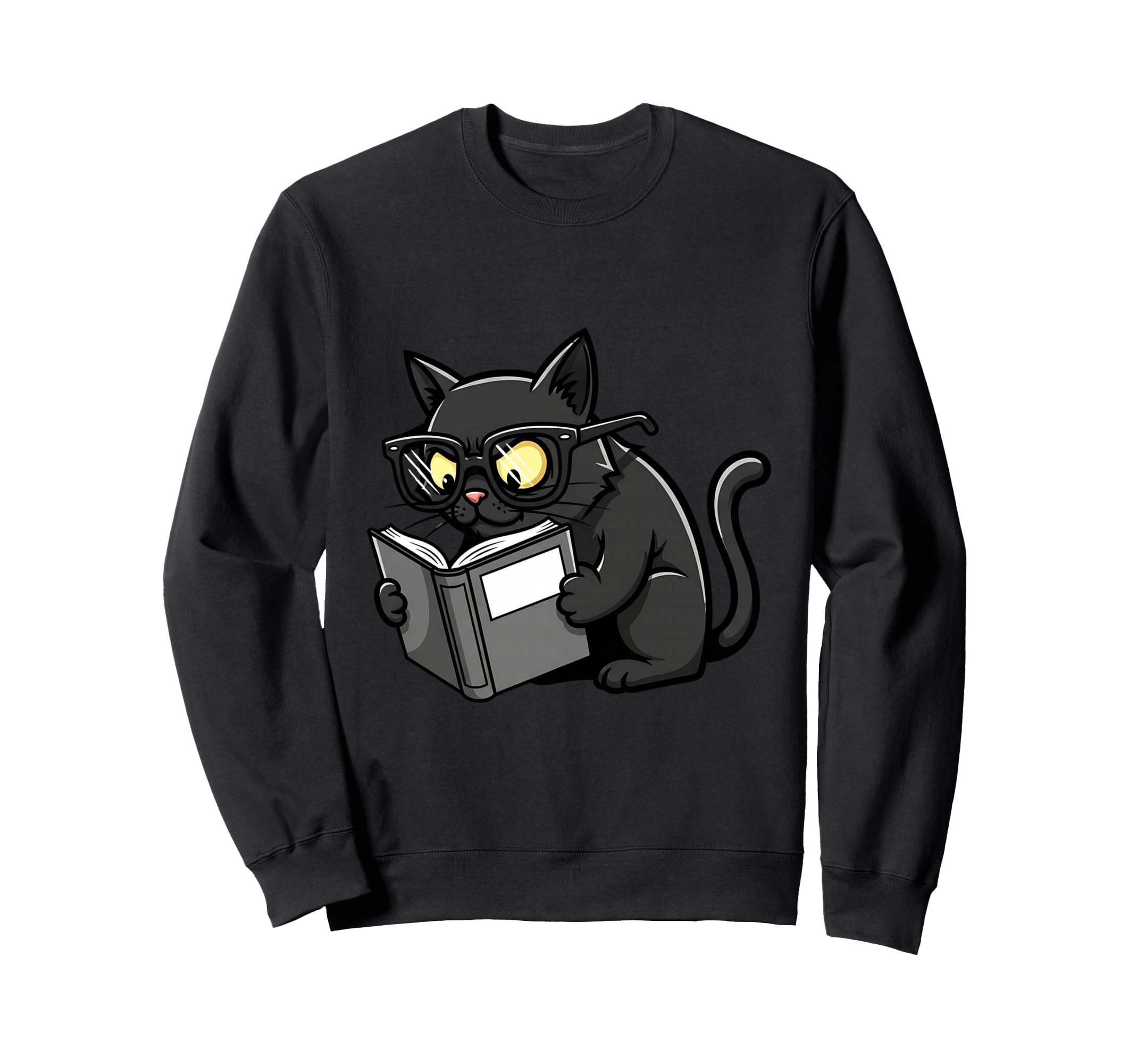 Cat Reading Book Nerd Kitty Sweatshirt - Casual Everyday Wear Men Women - T-Shirt, Sweatshirt, Hoodie