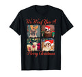 We Woof You Merry Dogs Santa Hats T-Shirt - Unique Graphic Unisex - T-Shirt, Sweatshirt, Hoodie