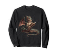 Dragon Reading Book Fantasy Sweatshirt - Custom Art Print Men Women - T-Shirt, Sweatshirt, Hoodie