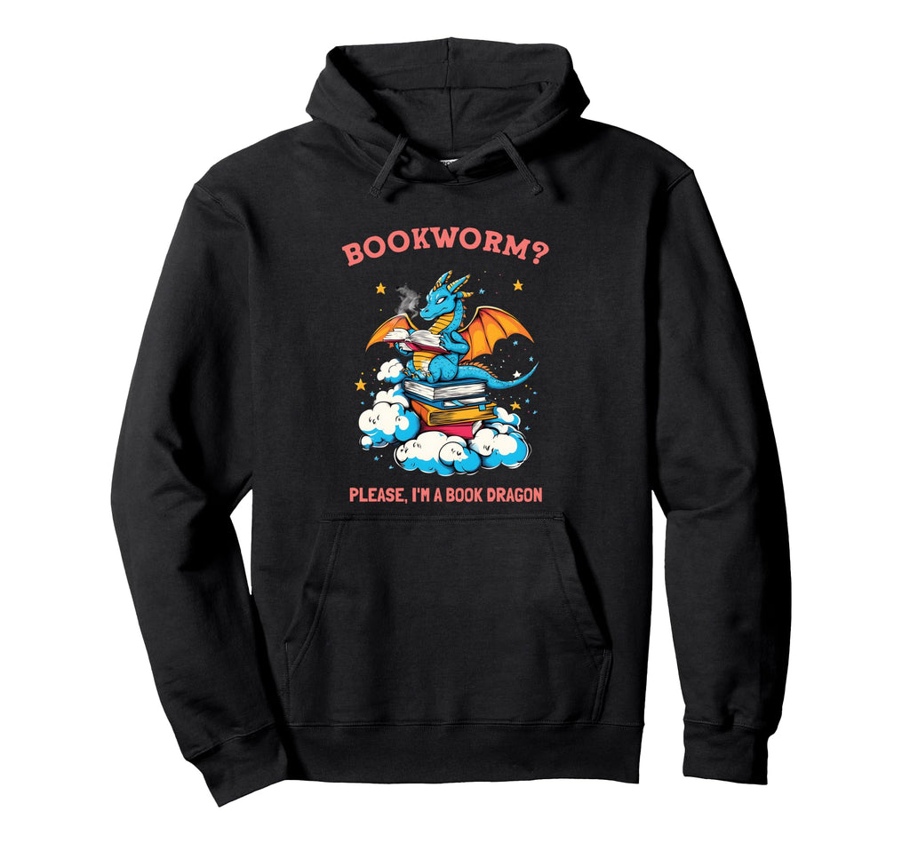 Bookworm Please Im Book Dragon Reading Hoodie - Custom Art Print Men Women - T-Shirt, Sweatshirt, Hoodie
