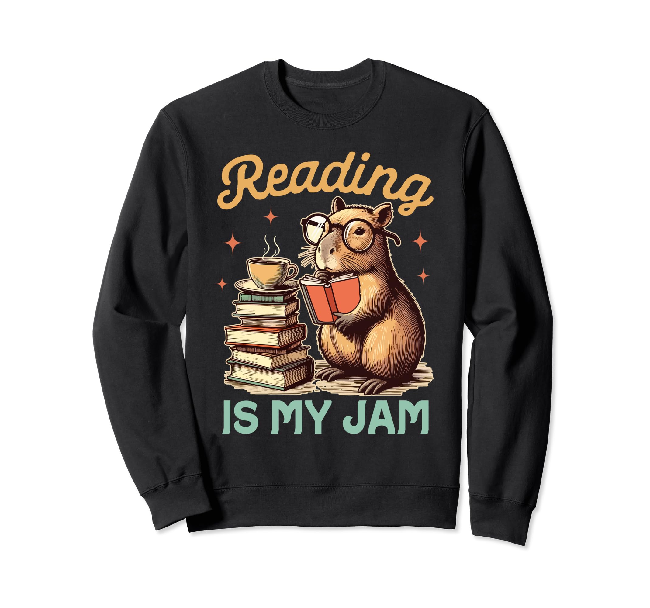 Book Lover Bookish Capybara Reading Sweatshirt - Graphic Print Unisex - T-Shirt, Sweatshirt, Hoodie