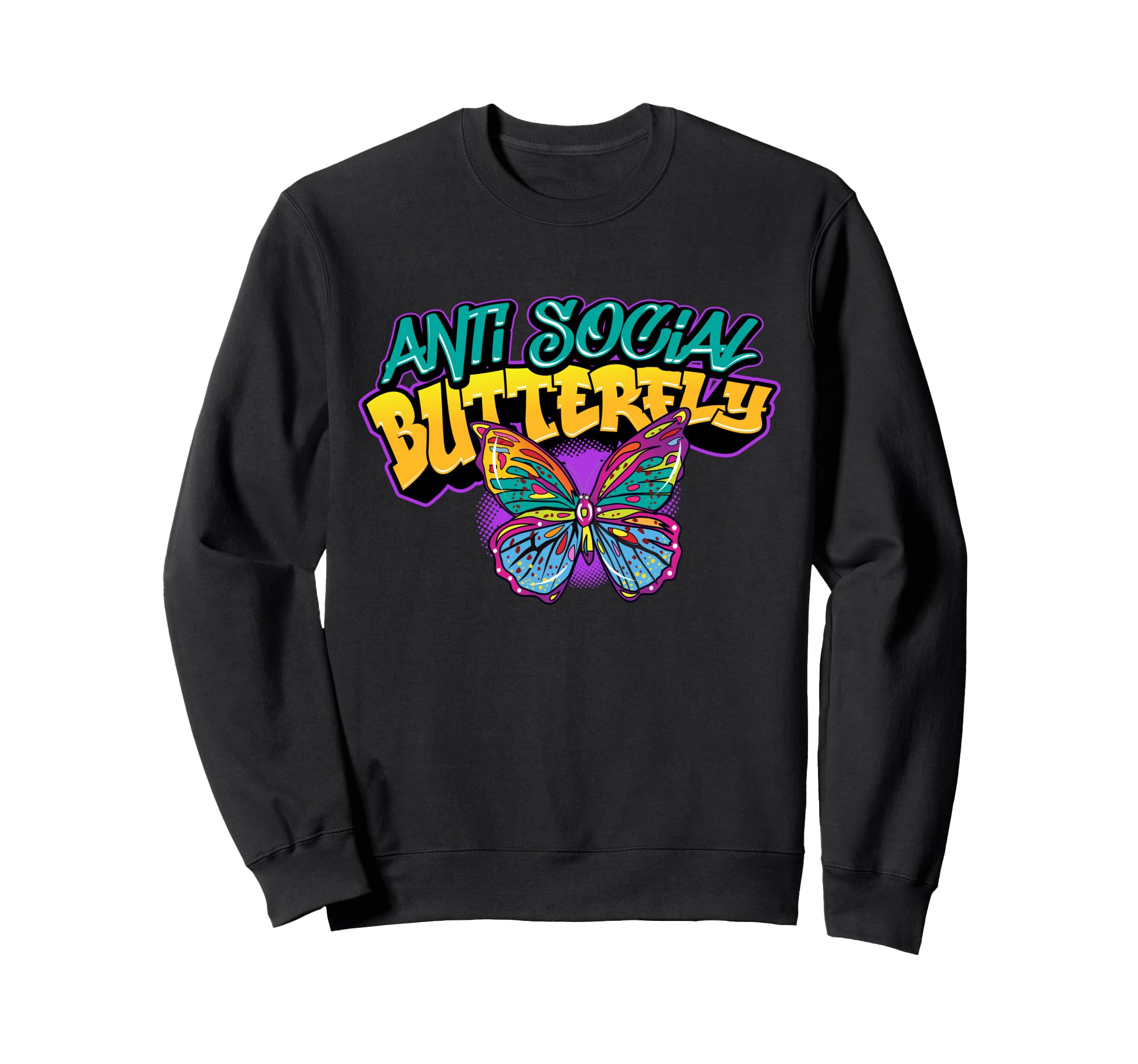 Graffiti Art Colorful Antisocial Sweatshirt - Minimalist Print for Adults - T-Shirt, Sweatshirt, Hoodie