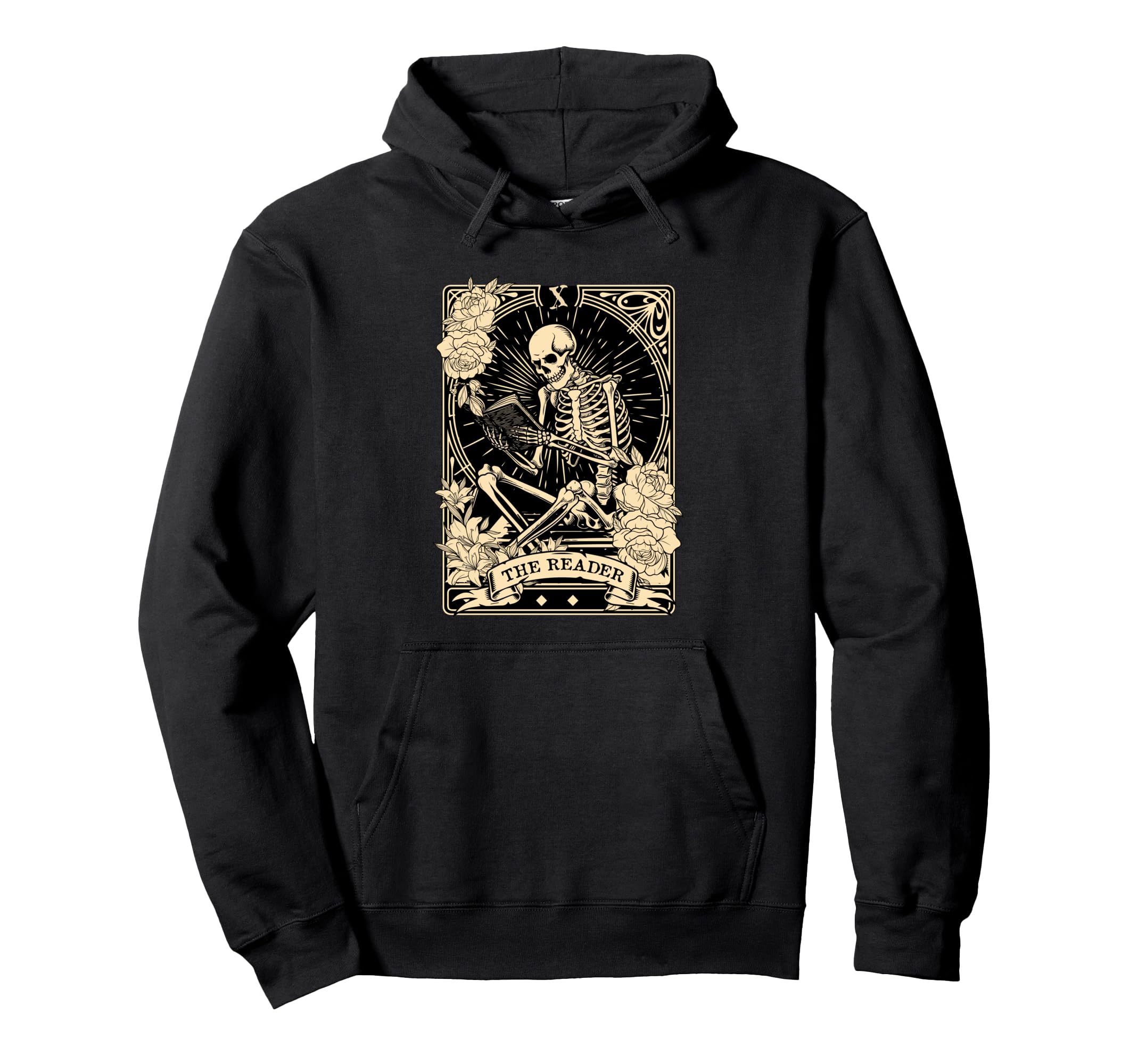 Reader Tarot Card Skeleton Book Reading Hoodie - Novelty Apparel Unisex - T-Shirt, Sweatshirt, Hoodie