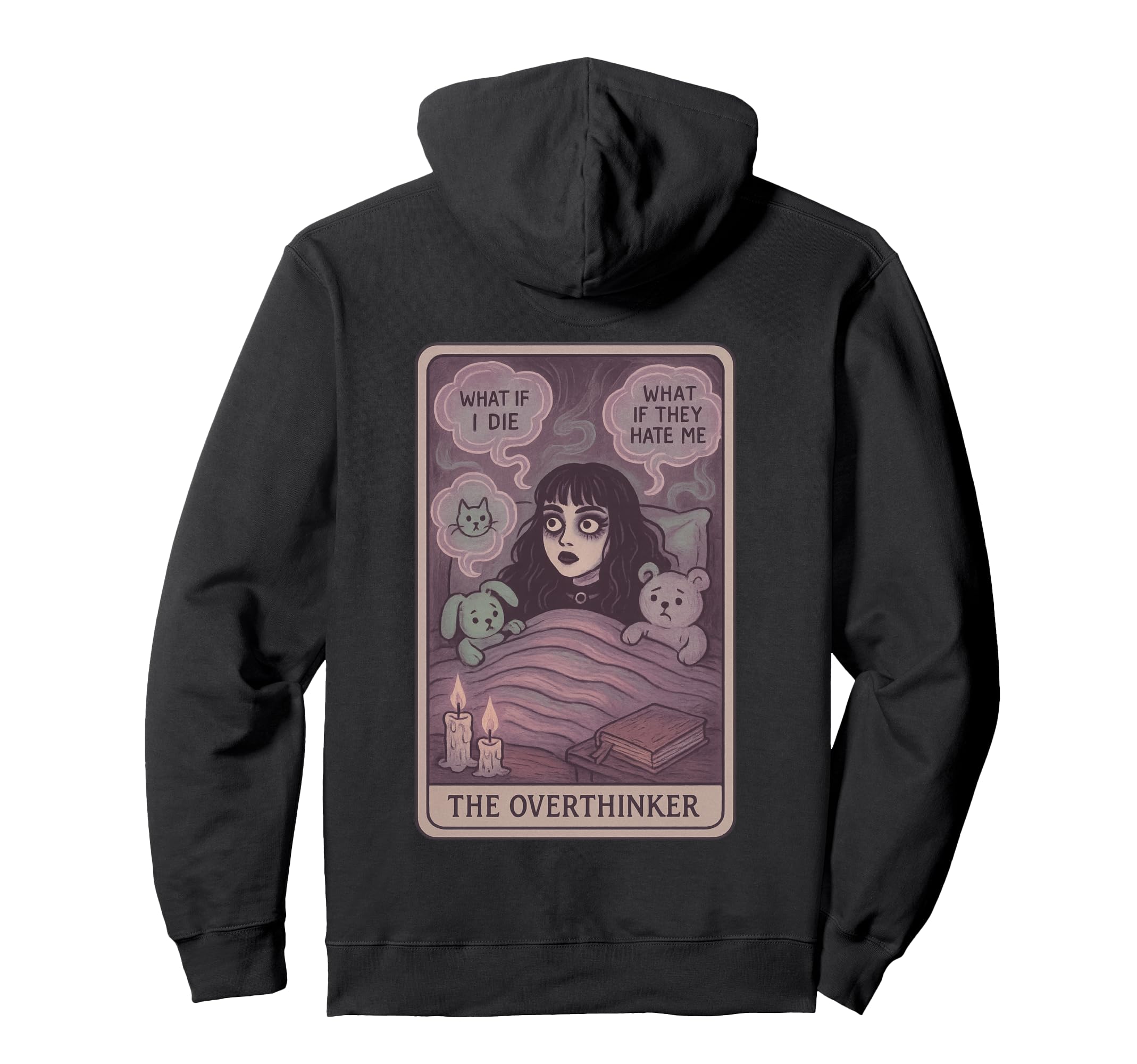 Overthinker Tarot Anxious Sleepless Hoodie - Casual Everyday Wear Unisex - T-Shirt, Sweatshirt, Hoodie