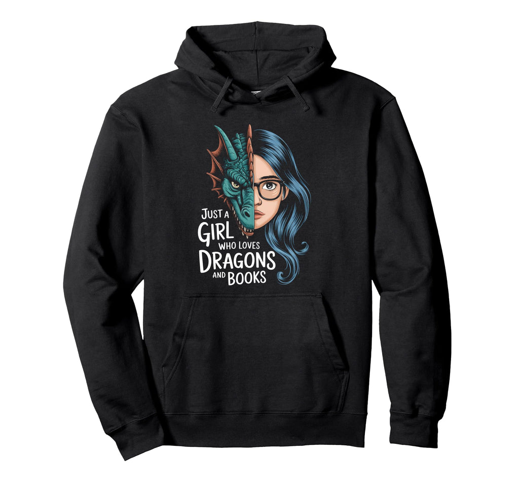 Just Who Loves Dragons And Books Hoodie - Minimalist Print Men Women - T-Shirt, Sweatshirt, Hoodie