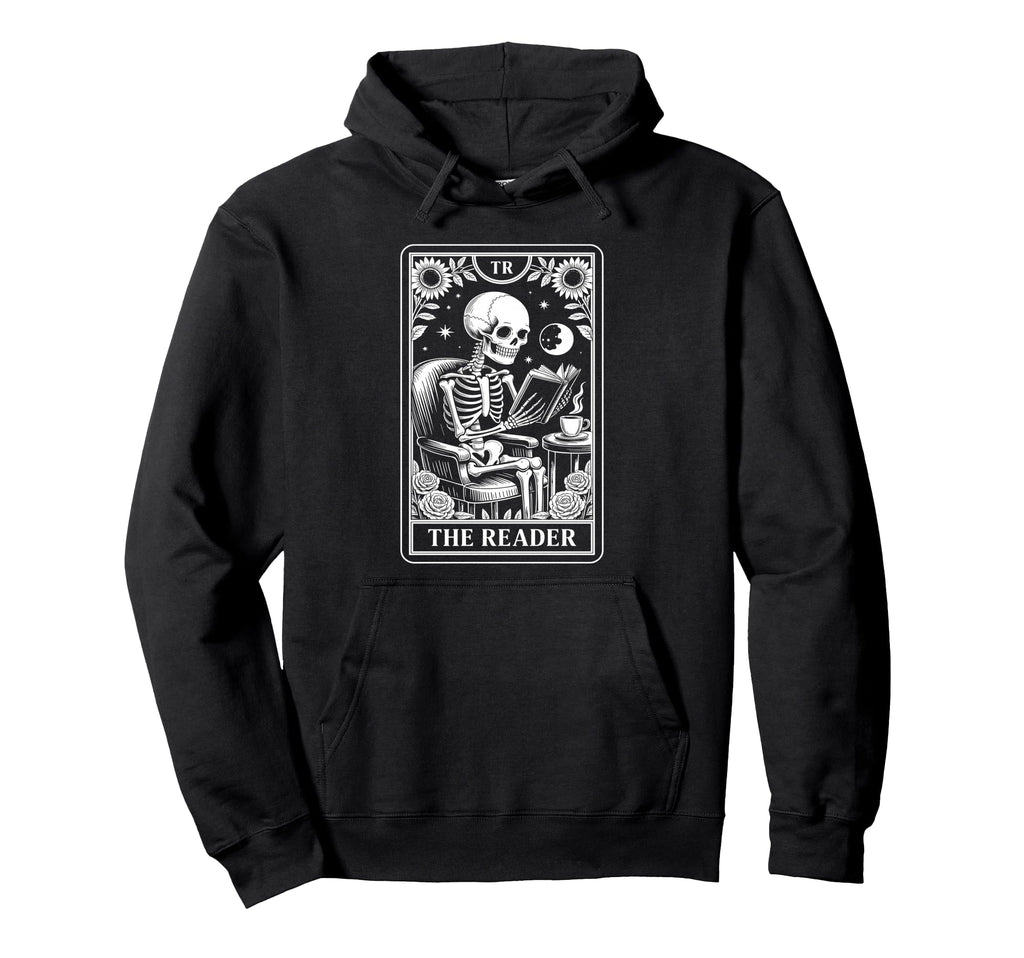 Reader Tarot Card Book Lover Skeleton Hoodie - Novelty Apparel Men Women - T-Shirt, Sweatshirt, Hoodie