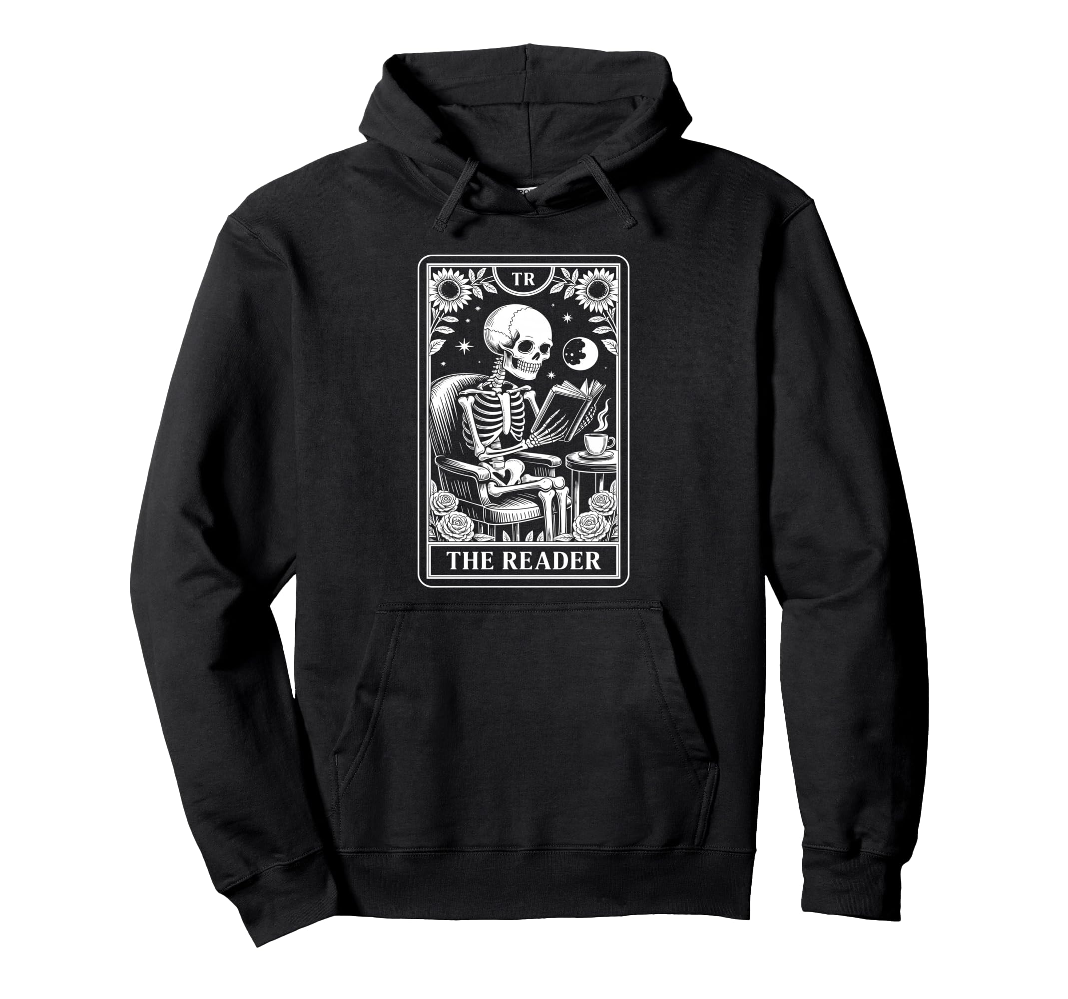 Reader Tarot Card Book Lover Skeleton Hoodie - Novelty Apparel Men Women - T-Shirt, Sweatshirt, Hoodie