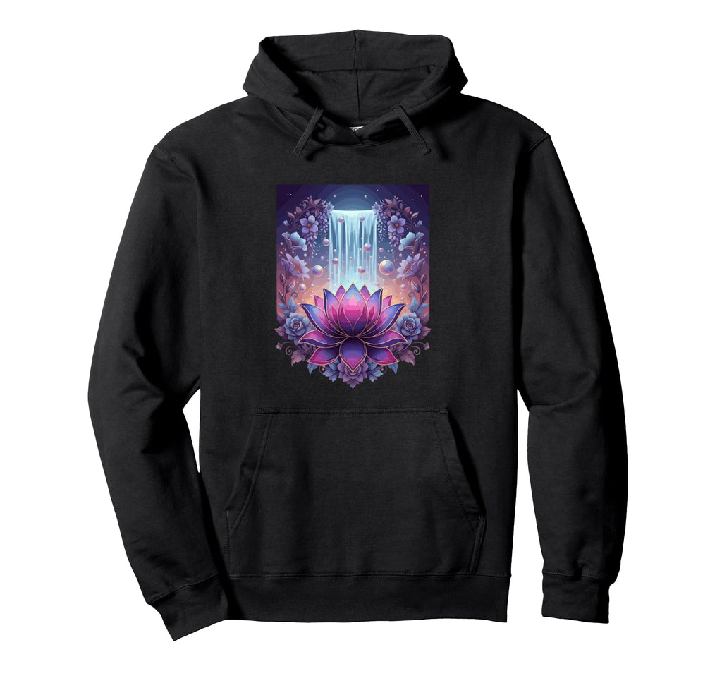 Mystic Lotus Waterfall Cosmic Zen Hoodie - Fun Novelty Design Men Women - T-Shirt, Sweatshirt, Hoodie