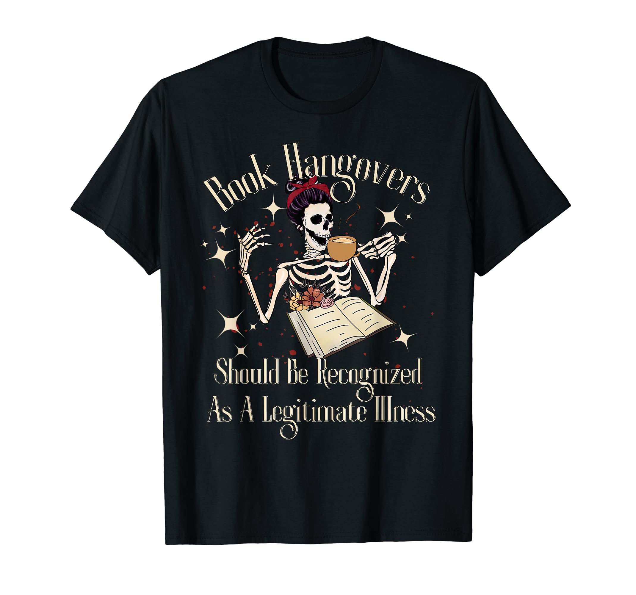 Halloween Skeleton Reading Book Hangover T-Shirt - Graphic Print Unisex - T-Shirt, Sweatshirt, Hoodie