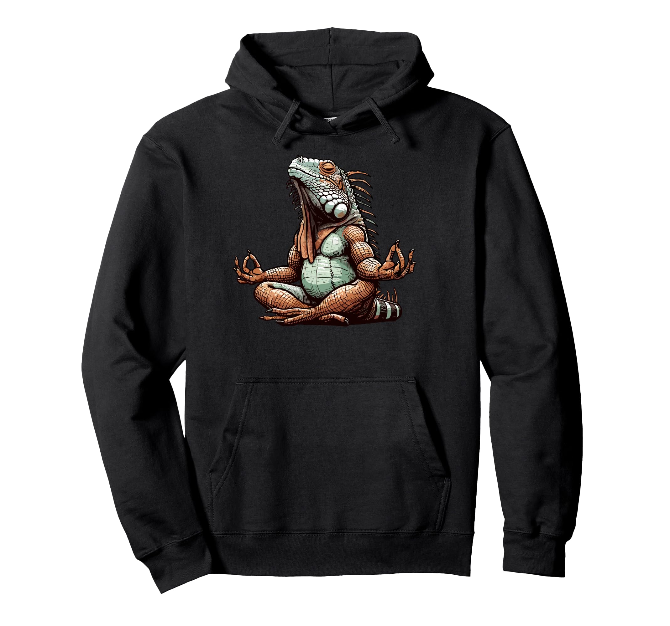 Meditation Iguana Yoga Pose Hoodie - Fun Novelty Design for Adults - T-Shirt, Sweatshirt, Hoodie