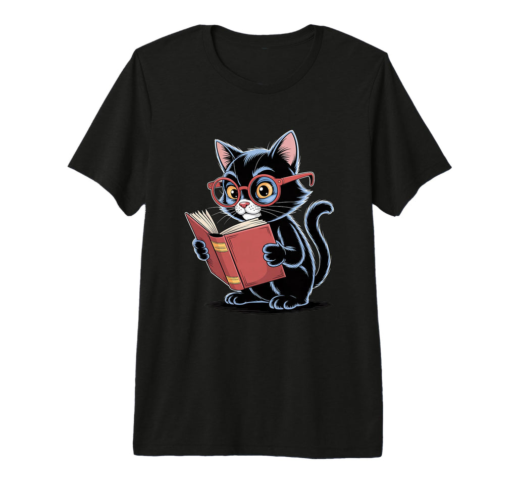 Cat Reading Book Nerd Kitty Bookworm T-Shirt - Custom Art Print Men Women - T-Shirt, Sweatshirt, Hoodie