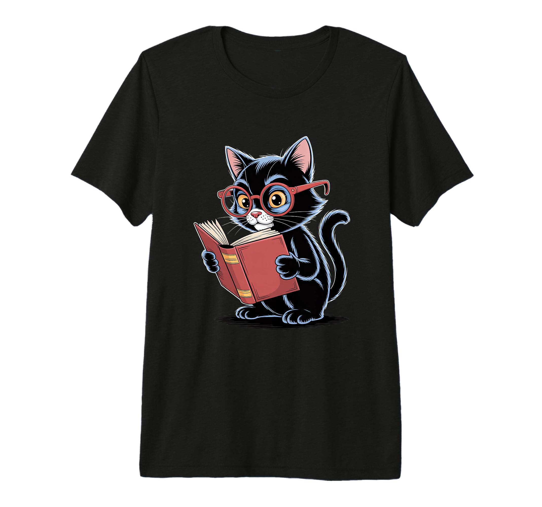 Cat Reading Book Nerd Kitty Bookworm T-Shirt - Custom Art Print Men Women - T-Shirt, Sweatshirt, Hoodie