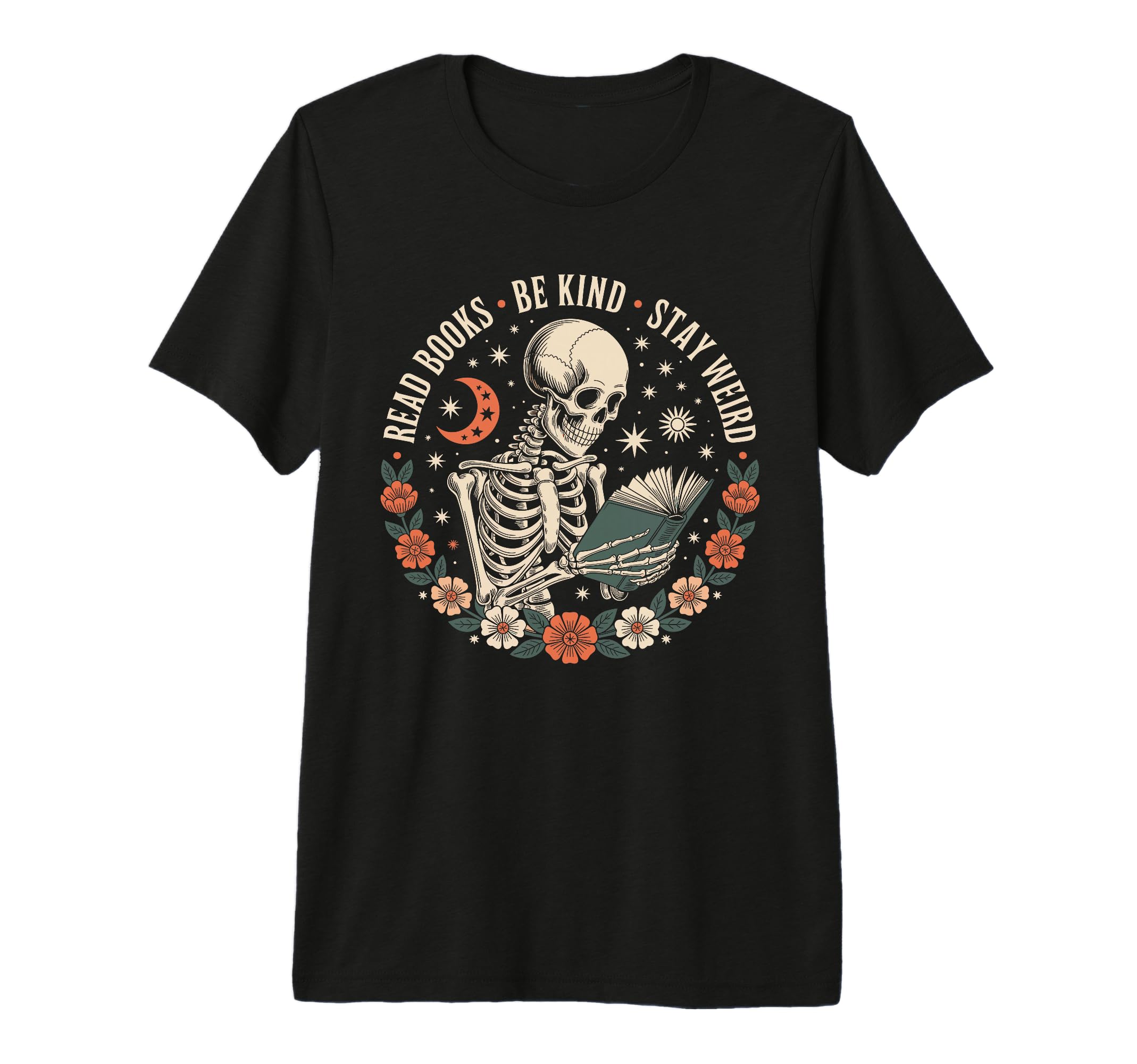 Read Books Be Kind Stay Weird Skull T-Shirt - Trendy Graphic for Adults - T-Shirt, Sweatshirt, Hoodie