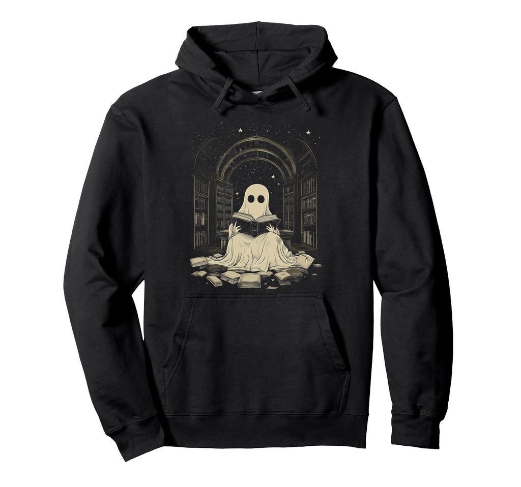 Ghost Librarian Reading Haunted Hoodie - Aesthetic Graphic Men Women - T-Shirt, Sweatshirt, Hoodie
