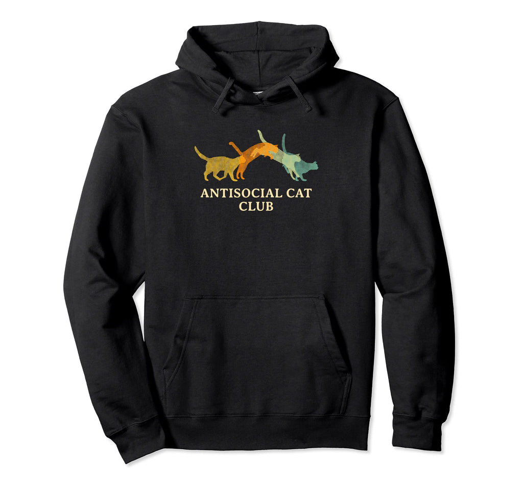 Antisocial Cat Club Introvert Cat Lover Hoodie - Graphic Print for Adults - T-Shirt, Sweatshirt, Hoodie