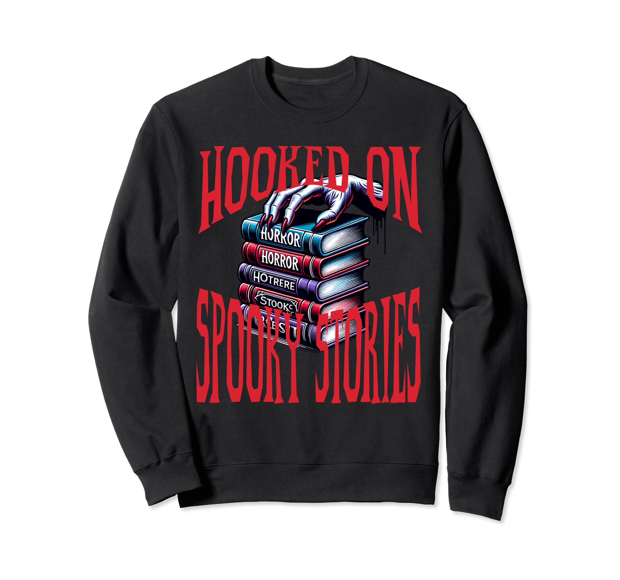 Hooked Spooky Stories Horror Book Sweatshirt - Novelty Apparel Men Women - T-Shirt, Sweatshirt, Hoodie