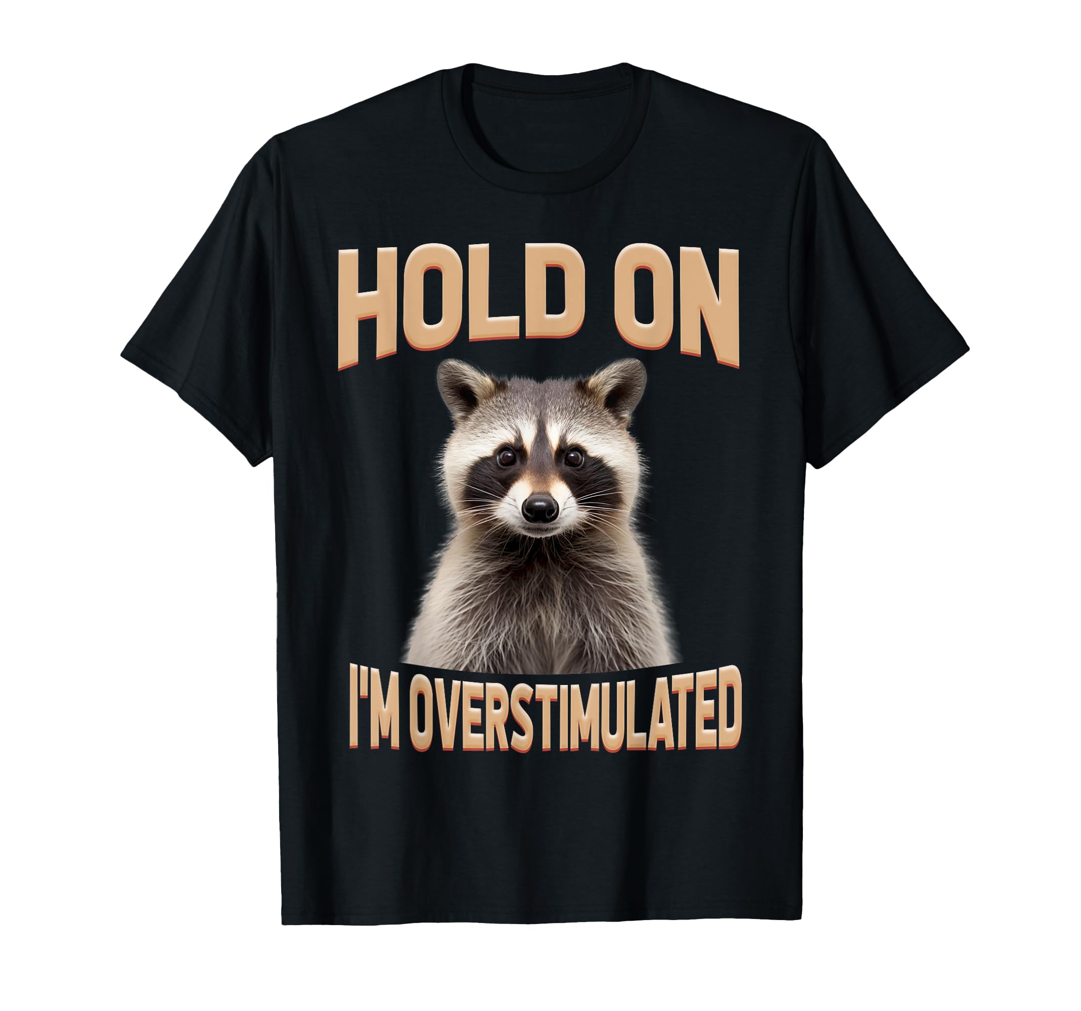 Funny Hold Im Overstimulated Raccoon T-Shirt - Streetwear Style for Adults - T-Shirt, Sweatshirt, Hoodie