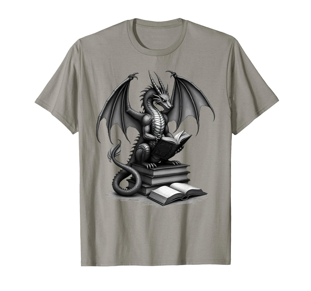 Fantasy Book Reader Dragon Reading Books T-Shirt - Graphic Print Unisex - T-Shirt, Sweatshirt, Hoodie