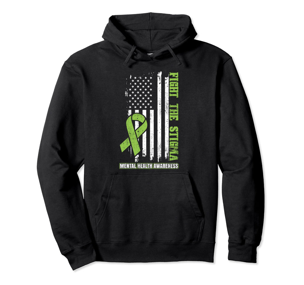 Fight Stigma American Flag Mental Hoodie - Trendy Graphic for Adults - T-Shirt, Sweatshirt, Hoodie