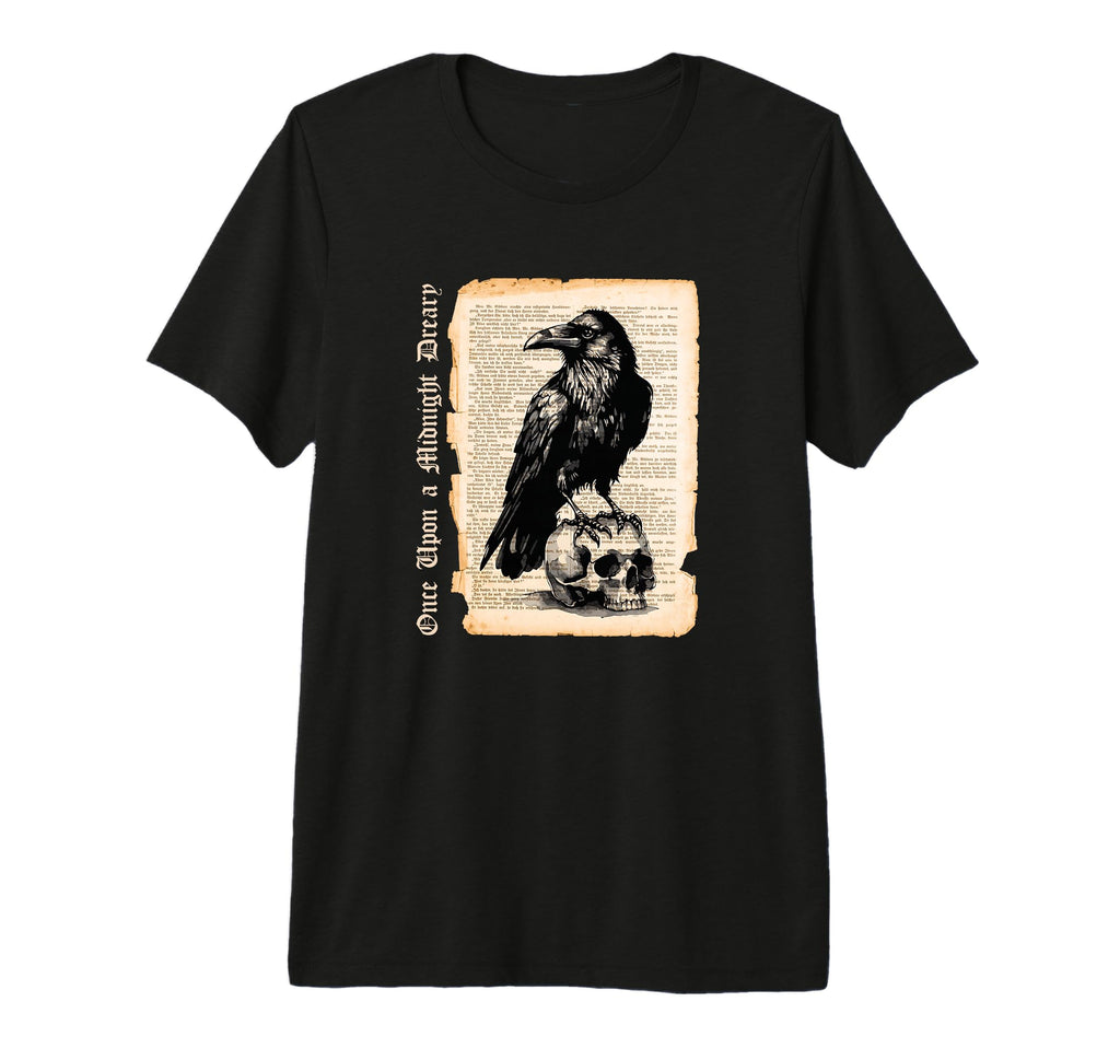Edgar Allan Poe Raven Gothic Book T-Shirt - Custom Art Print Men Women - T-Shirt, Sweatshirt, Hoodie