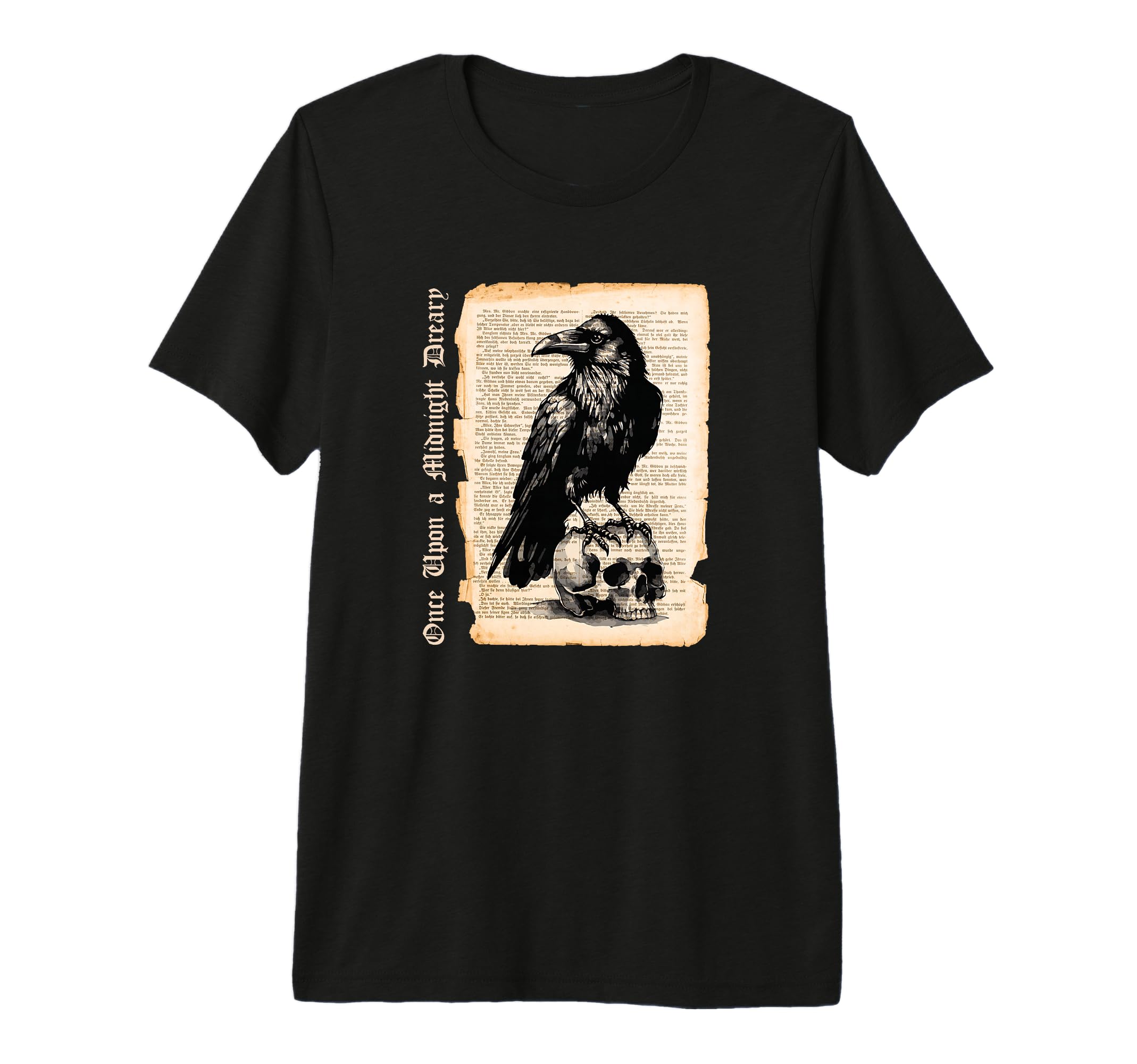 Edgar Allan Poe Raven Gothic Book T-Shirt - Custom Art Print Men Women - T-Shirt, Sweatshirt, Hoodie