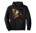 Book Nerd Cat Reading Library Hoodie - Trendy Graphic Unisex - T-Shirt, Sweatshirt, Hoodie