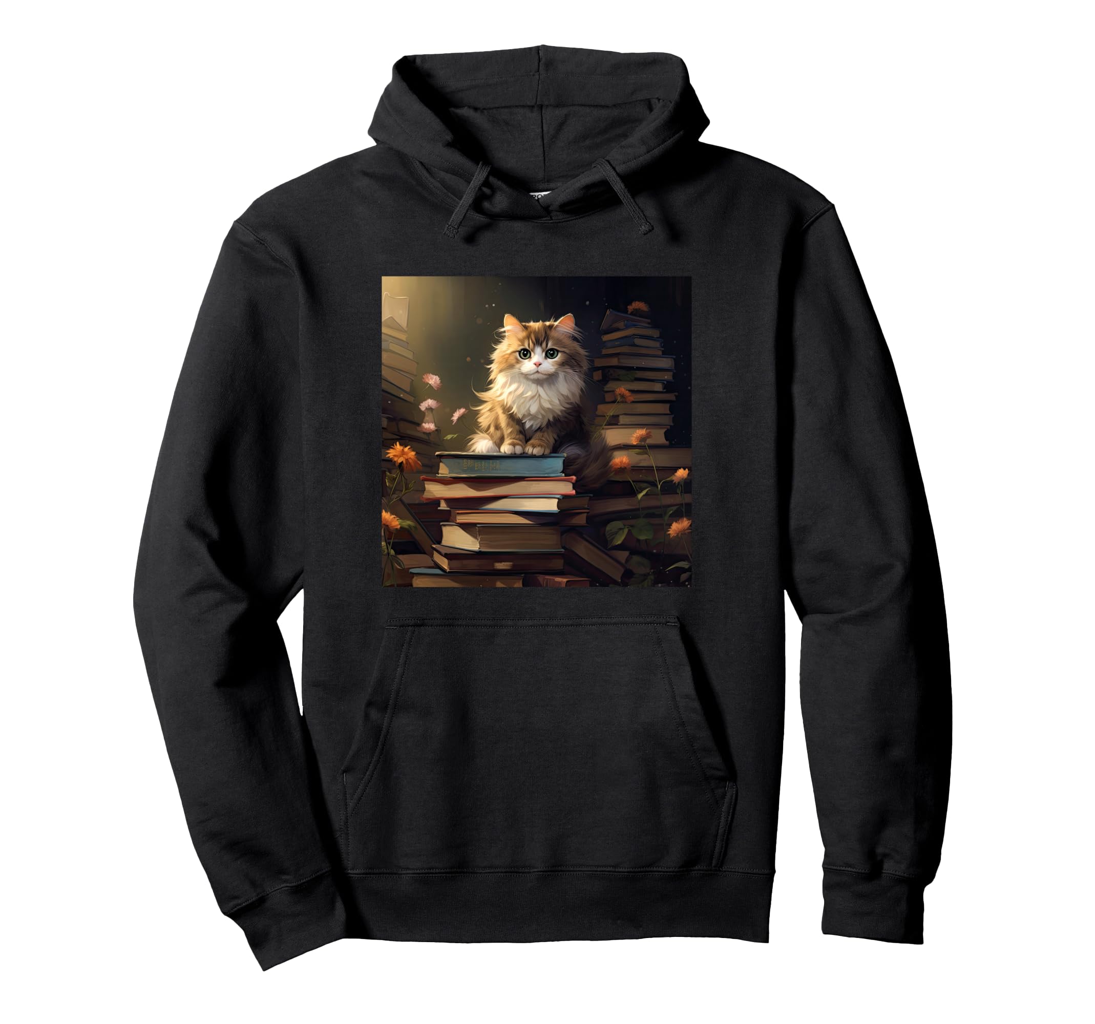 Book Nerd Cat Reading Library Hoodie - Trendy Graphic Unisex - T-Shirt, Sweatshirt, Hoodie