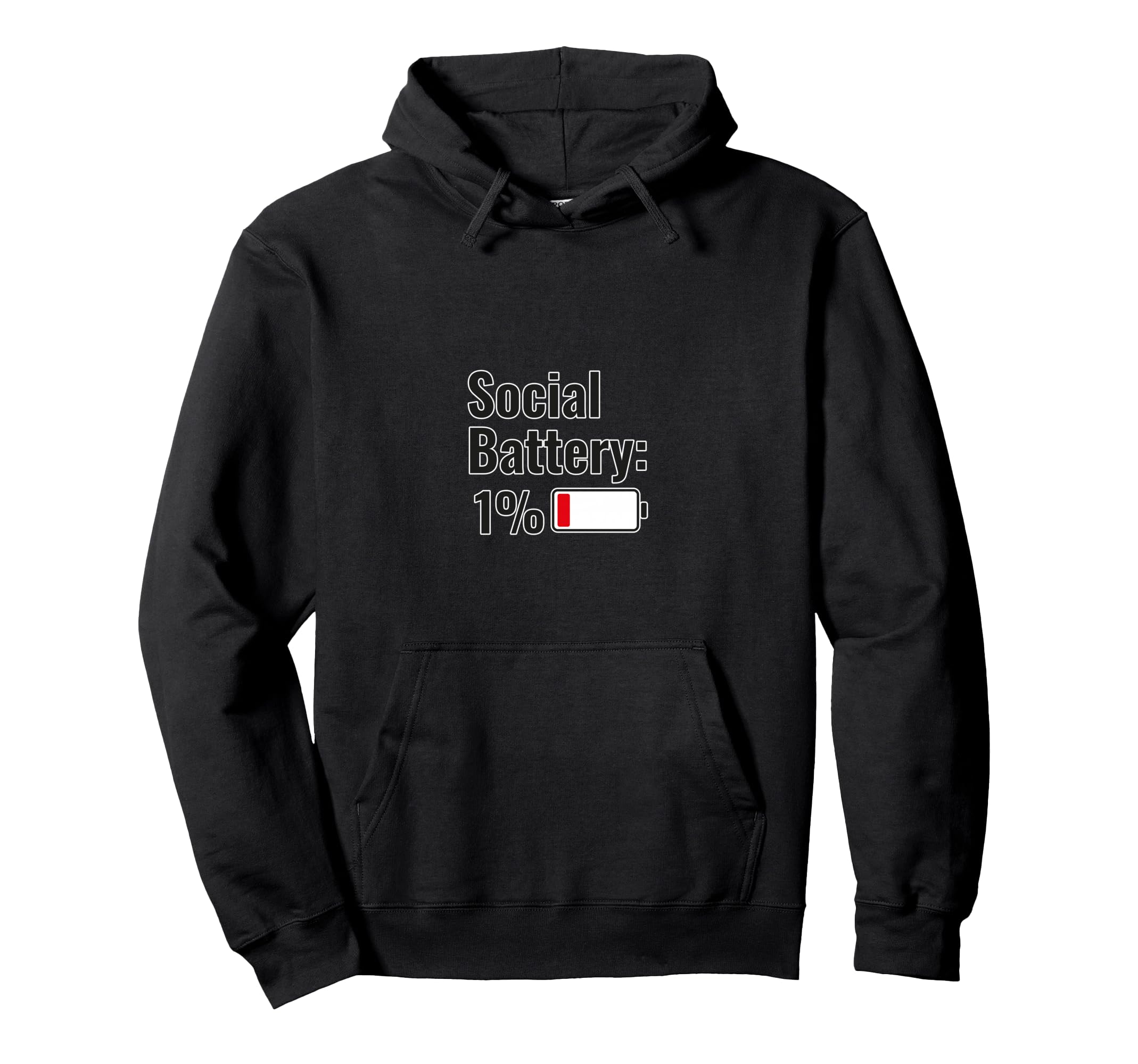 Social Battery 1 Percent Funny Introvert Hoodie - Unique Graphic Men Women - T-Shirt, Sweatshirt, Hoodie