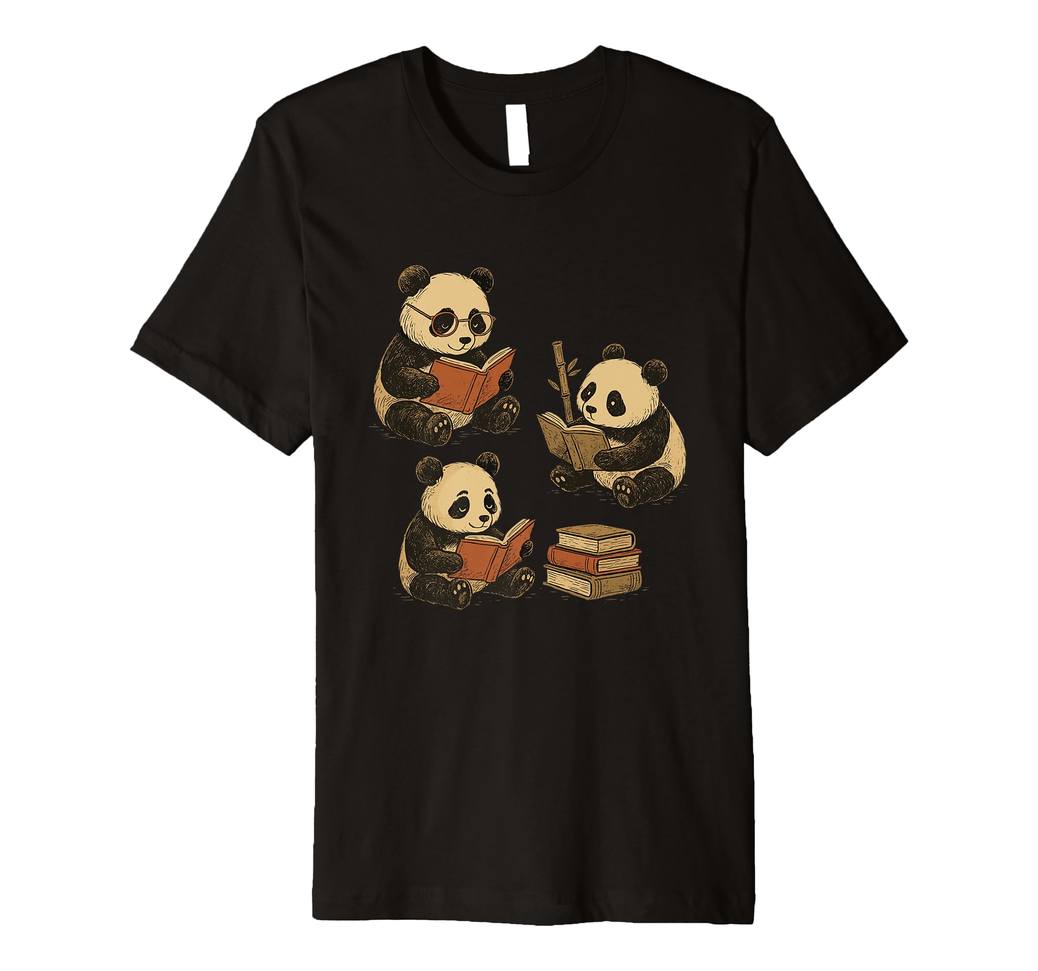 Panda Bears Reading Books Together T-Shirt - Trendy Graphic for Adults - T-Shirt, Sweatshirt, Hoodie