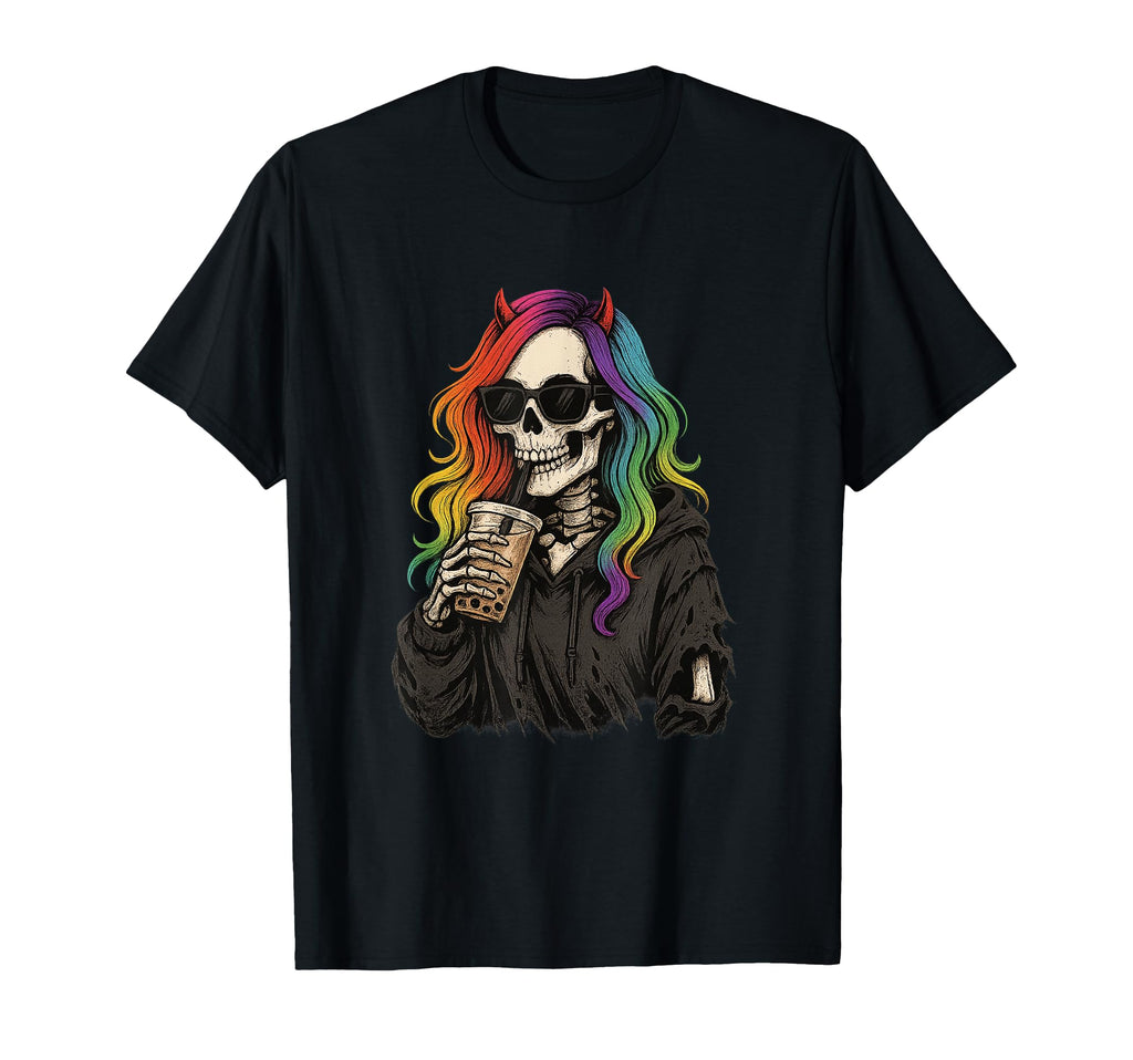 Dark Fantasy Baddie Skeleton Anime T-Shirt - Novelty Apparel for Adults - T-Shirt, Sweatshirt, Hoodie