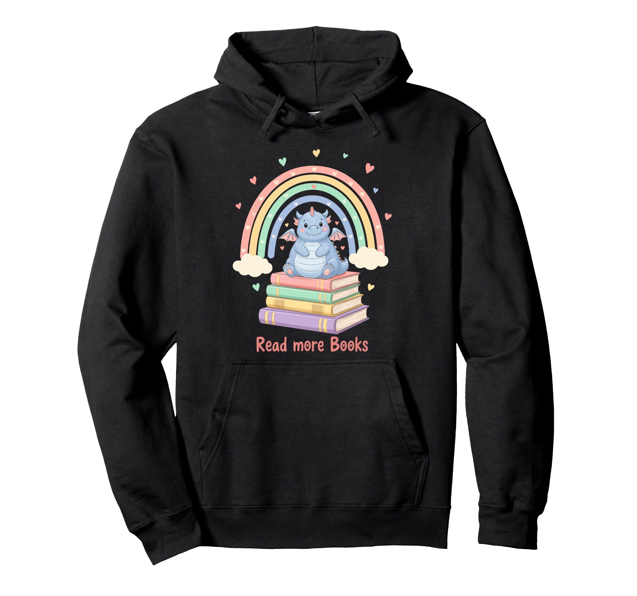 Read More Books Dragon Rainbow Reading Hoodie - Trendy Graphic for Adults - T-Shirt, Sweatshirt, Hoodie