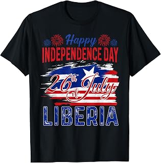 Happy Independence Day Liberia 26th of July Patriotic T-Shirt Unisex T-shirt, Sweatshirt, Hoodie, Long Sleeve Tee - T-Shirt, Sweatshirt, Hoodie