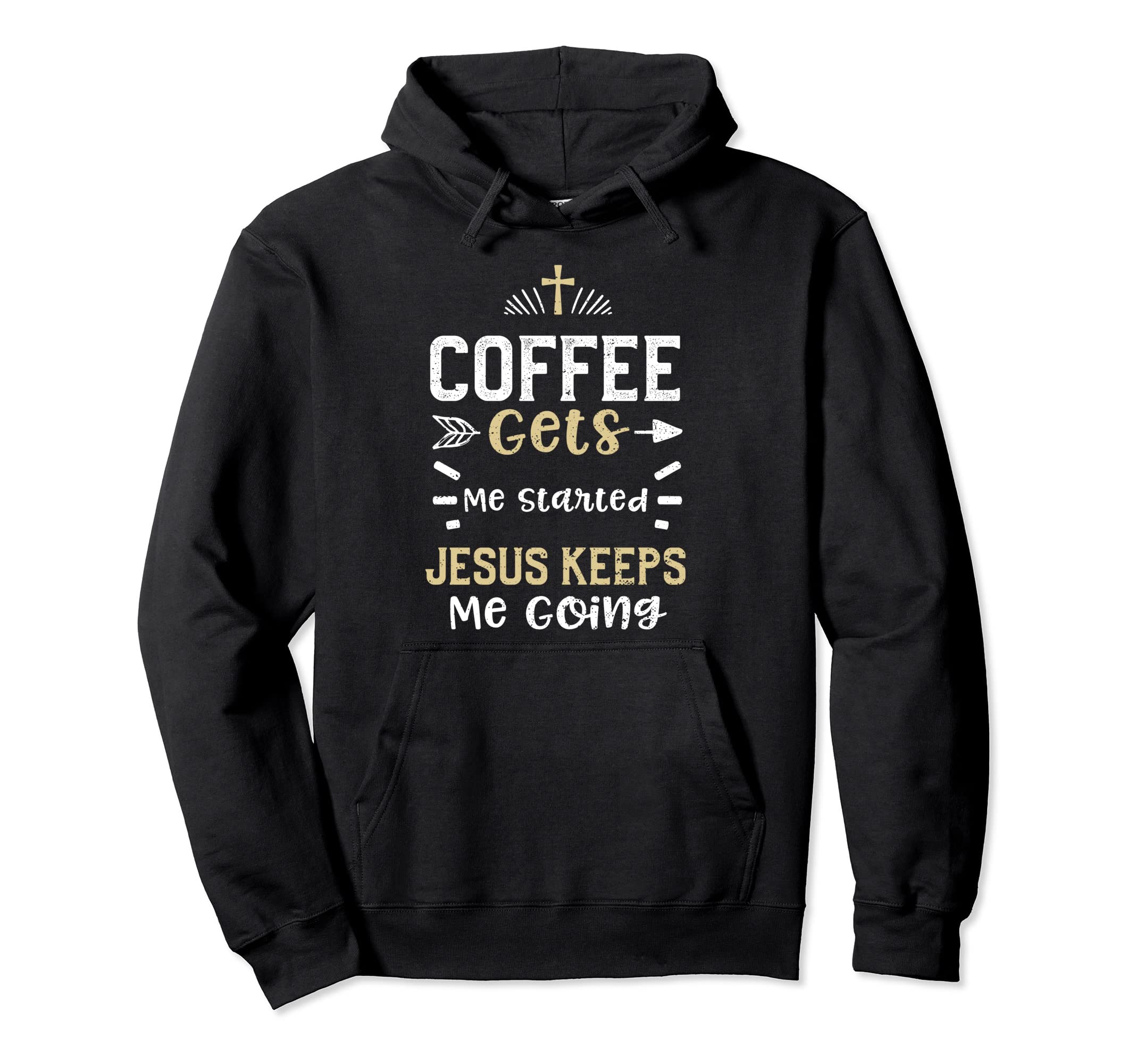 Coffee Coffee Gets Me Started Jesus Hoodie - Custom Art Print Men Women - T-Shirt, Sweatshirt, Hoodie