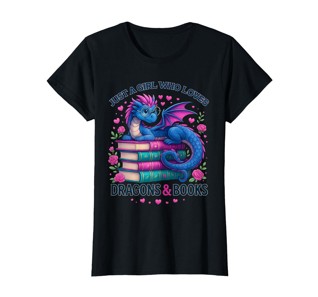 Just Who Loves Dragons And Books T-Shirt - Minimalist Print Men Women - T-Shirt, Sweatshirt, Hoodie